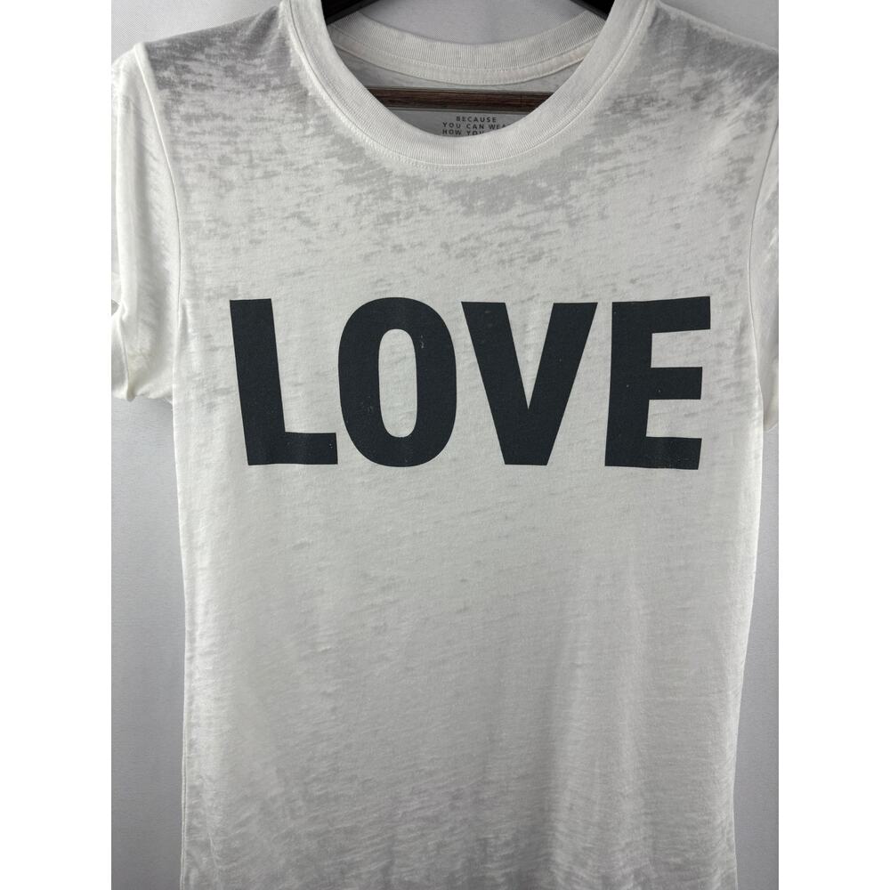 Women’s Teegrams XS White w/ Love Graphic Tee - Picture 2 of 5